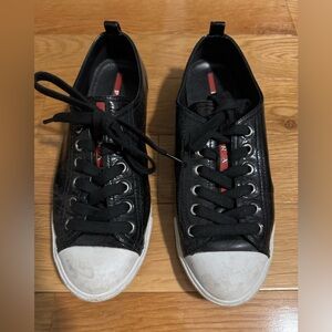 Black Patent leather Prada Sneakers, size 8.5